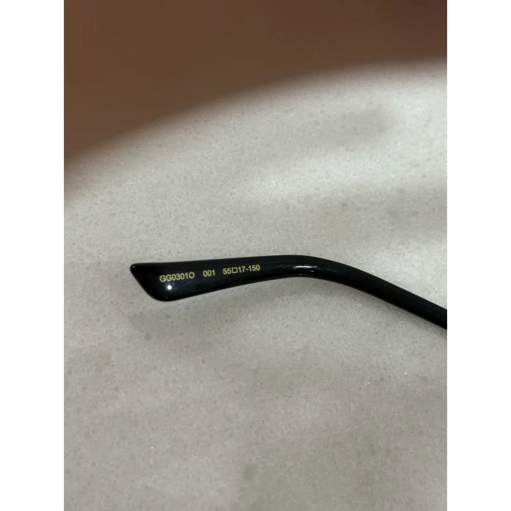 Gucci GG0301O 001 Black Rectangular Full Rim Plastic/Metal Eyeglasses 55-17-150